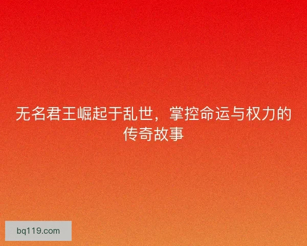无名君王崛起于乱世，掌控命运与权力的传奇故事