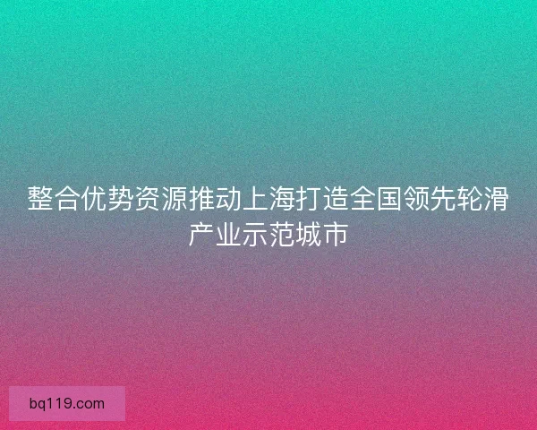 整合优势资源推动上海打造全国领先轮滑产业示范城市