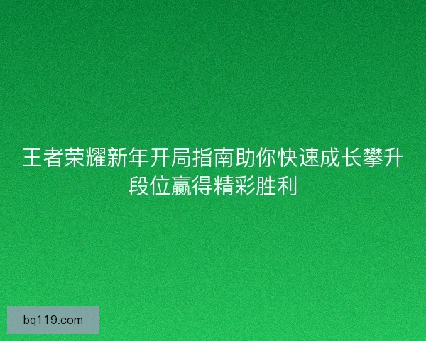 王者荣耀新年开局指南助你快速成长攀升段位赢得精彩胜利