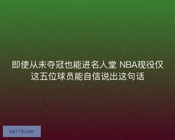 即使从未夺冠也能进名人堂 NBA现役仅这五位球员能自信说出这句话