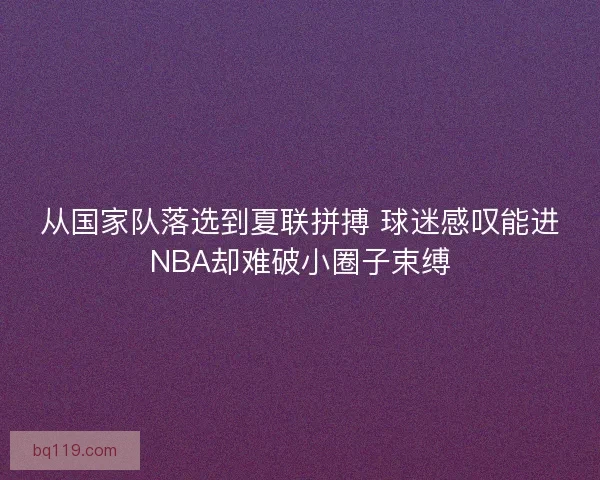 从国家队落选到夏联拼搏 球迷感叹能进NBA却难破小圈子束缚