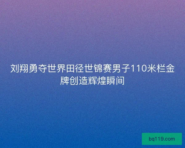 刘翔勇夺世界田径世锦赛男子110米栏金牌创造辉煌瞬间
