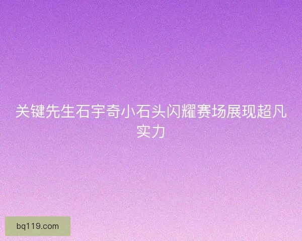 关键先生石宇奇小石头闪耀赛场展现超凡实力