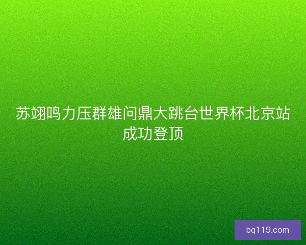苏翊鸣力压群雄问鼎大跳台世界杯北京站成功登顶 苏翊鸣力压群雄问鼎大跳台世界杯北京站成功登顶